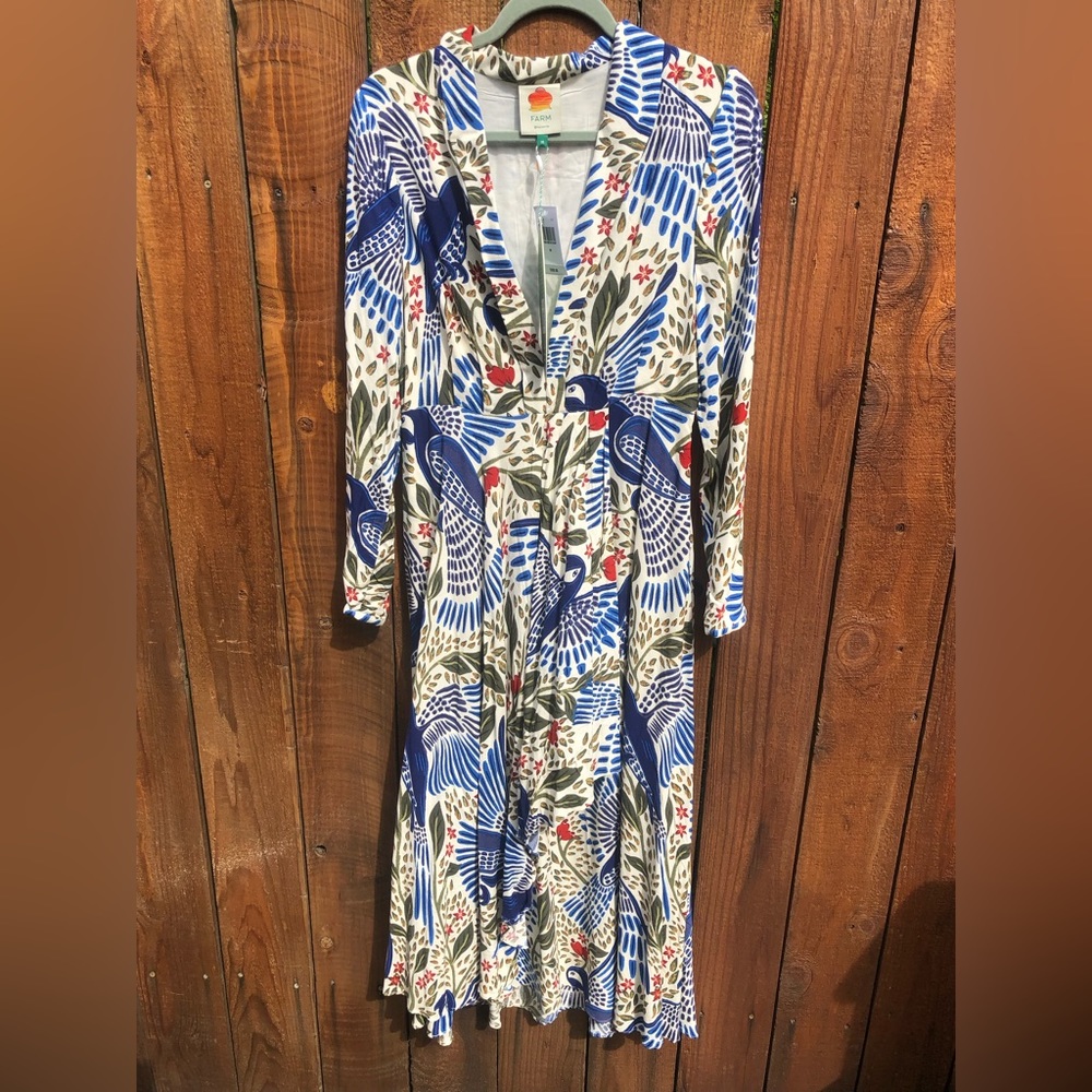Sold Farm Rio NWT Blue Macaw Flight Dress Size M